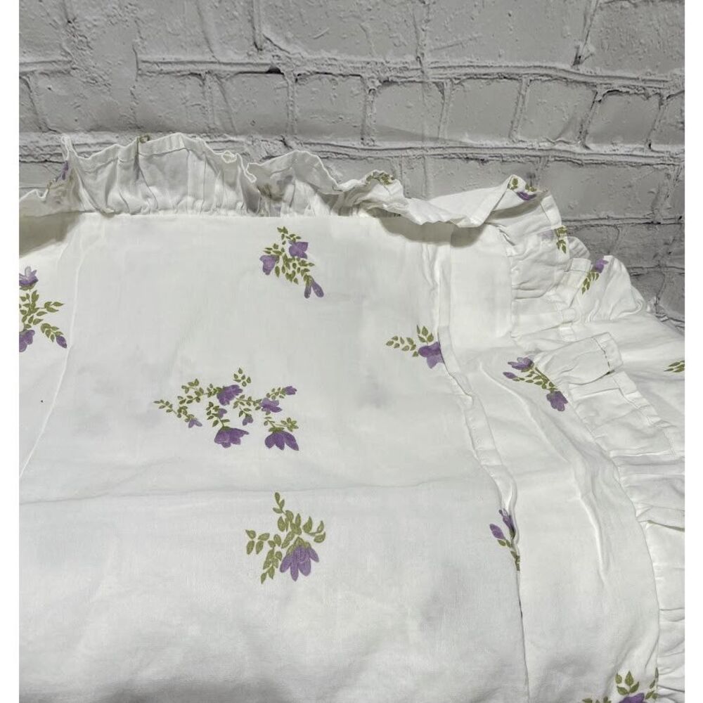 Pottery Barn - Green Row Lavender Bunches Cotton Linen Duvet & Sham Full Queen - Picture 7 of 12